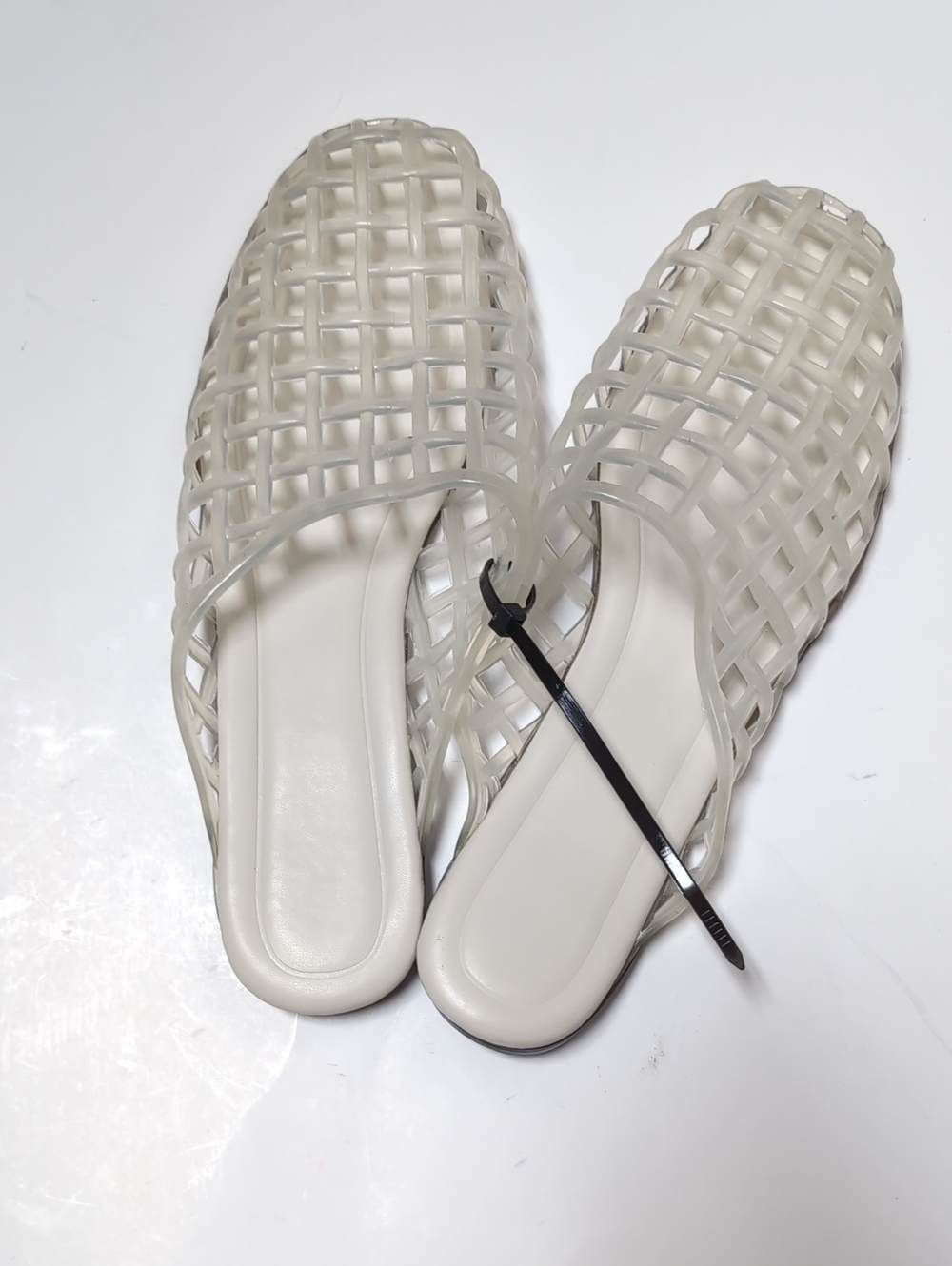 Woven Slip-On Mules in Cream